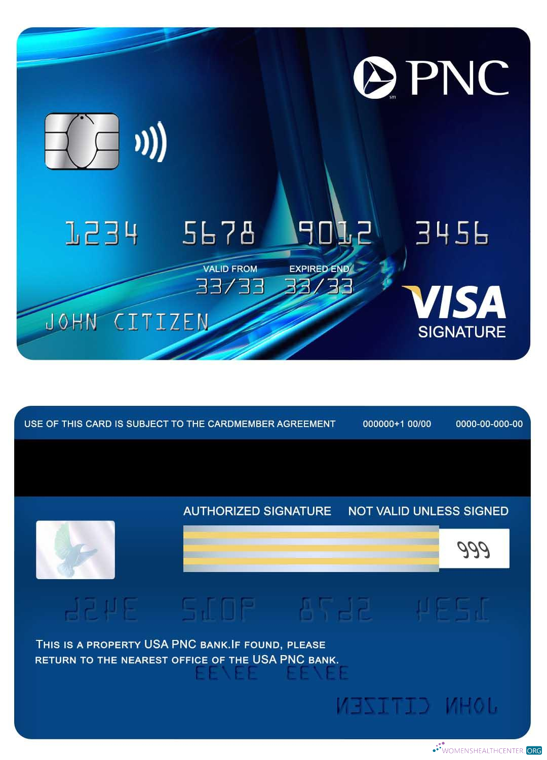 Download USA PNC bank visa signature card Photoshop template
